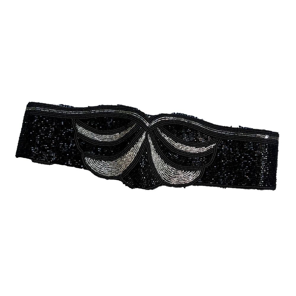 Vintage Belt Black 90s Nina Ricci Paris Beaded